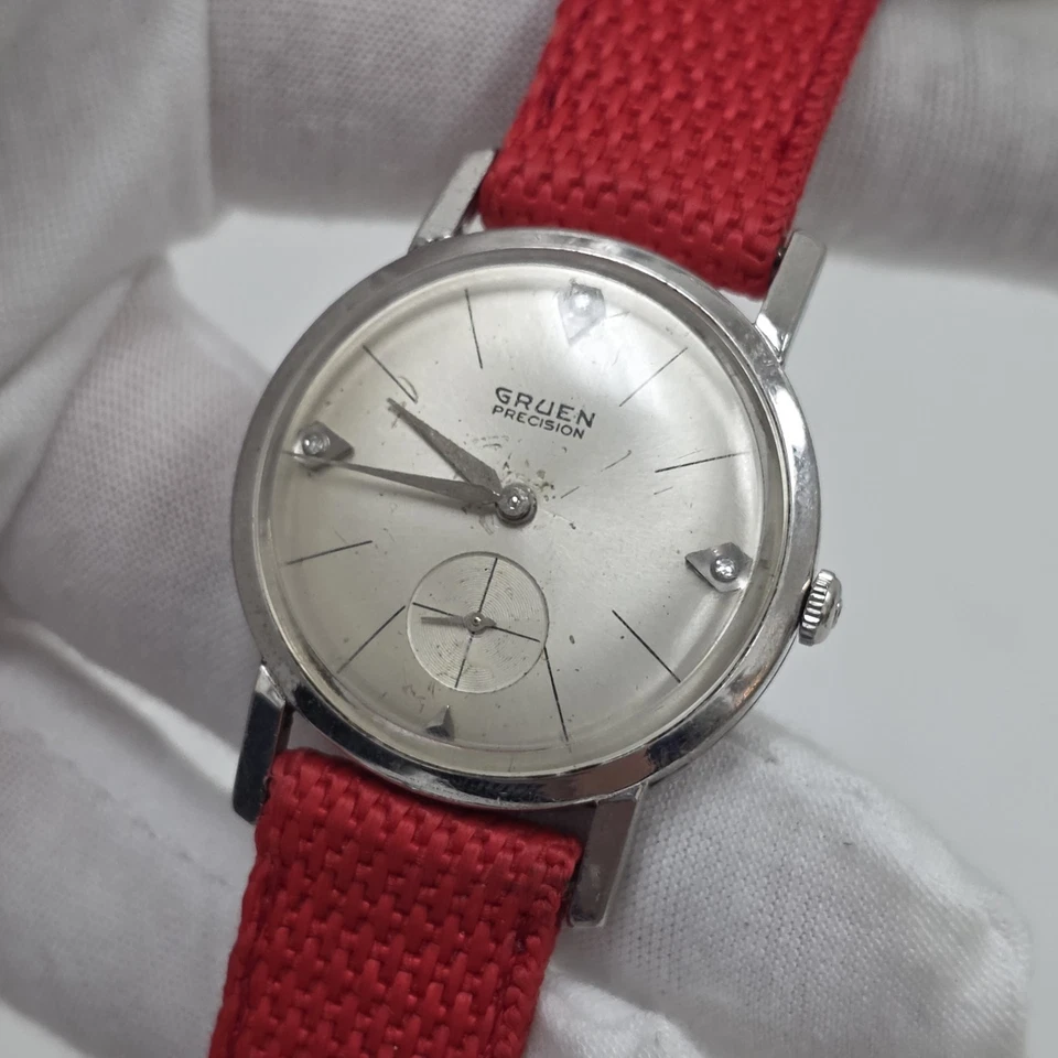 Bisel vintage de acero inoxidable para hombre de precisión verde 10 k RGP esfera de diamante Cal 510 17J Foto 1 de 4