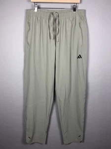 Adidas Mens Workout Woven Training Pants XL Green Beige Tapered Zip Pockets NEW - Picture 1 of 6
