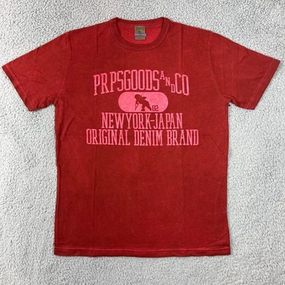 Camiseta PRPS PRODUCTS&CO Roja Gráfica "Nueva York Japón Original Denim Brand" Para Hombre M Foto 1 de 4