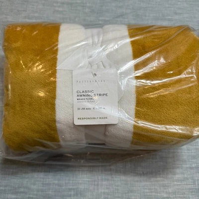 TOALLA DE PLAYA/PISCINA A RAYAS TOLDO CLÁSICO GRANERO DE CERÁMICA 32 X 64" ~ GIRASOL (ORO) Foto 1 de 4