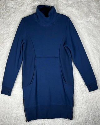 Vestido Athleta Talla M Azul Sólido Acogedor Karma Manga Larga Cuello Alto Ocio Foto 1 de 4