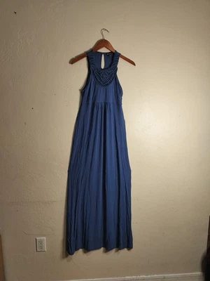 Vestido maxi Tommy Bahama pequeno sem mangas crochê azul praia fluido elástico - Imagem 1 de 4