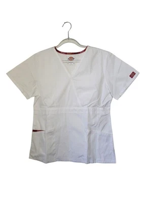 Dickies Scrub Top Womens Small  White Nurse Medical - Image 1 of 4