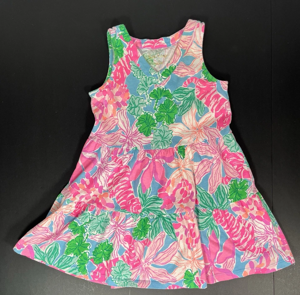 Mini Vestido Lorina “Multi Tigers Lair” Algodão Lilly Pulitzer Meninas Tamanho P 4-5  - Imagem 1 de 4