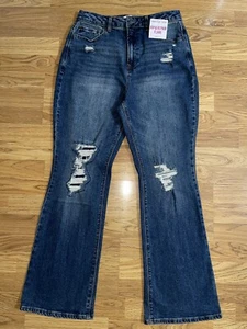 Vanilla Star Rip and Repair Flare Jeans Juniors Size 11 Super High Rise NWT - Picture 1 of 11