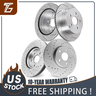 Front Rear Drilled Disc Brake Rotors for 2010 - 2017 Chevy Equinox GMC Terrain Foto 1 de 4