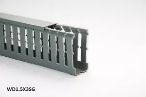 1 New 1.5"x3"x2m Wide Finger Open Slot Wiring Cable Raceway Duct Cover,PVC,Gray - Picture 1 of 4