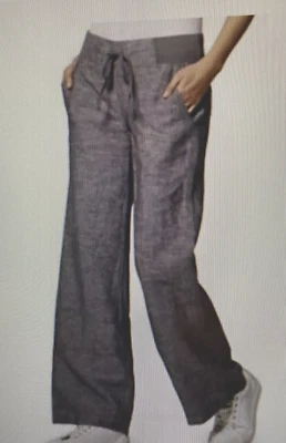 Soho Street NY&Co Size M Grey Linen Blend Wide Leg Drawstring Pants w/ Pockets - Image 1 of 4