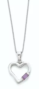 Sterling Silver Amethyst Heart Pendant 18" Necklace *NWB* SW125 - Picture 1 of 4