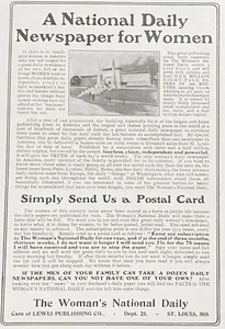 Antica Pubblicità Stampa 1906 per Quotidiano Nazionale della Donna~Lewis Publishing - Foto 1 di 3