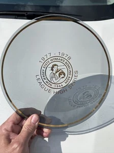 New Jersey State Womans Bowling ASSN 1977 1978 Glass Plate Trophy League High Se - Picture 1 of 10