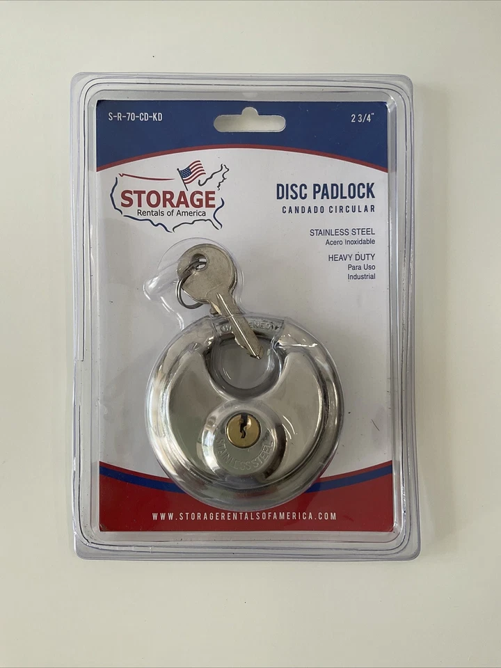 Chateau C-970 Heavy Duty Padlock Stainless Steel Round Disc Lock W/ 3 Keys LN
