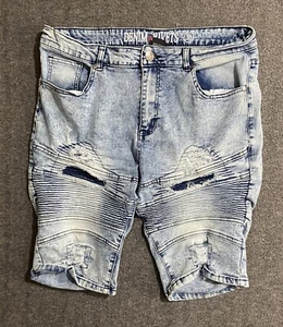 Denim & Rivets Boys Jeans Shorts Blue Moto Distressed Denim Size 36 - Picture 1 of 10