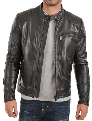 Mens Bomber Leather Jacket Varsity 100 % Real Sheep skin Lamb skin Jacket - Image 1 of 4