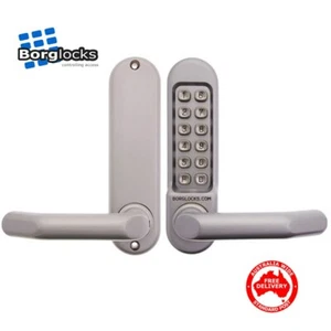Borg Keyless Lockset 5001 Satin Chrome Lock- Push Button Lock-BL5001SC-Free Post - Picture 1 of 4