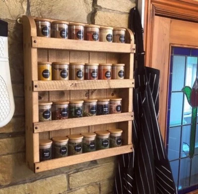 Rustic Wooden Spice/ Herb Rack, Kitchen Shelving, Kitchen Storage, Shelving - Image 1 of 4