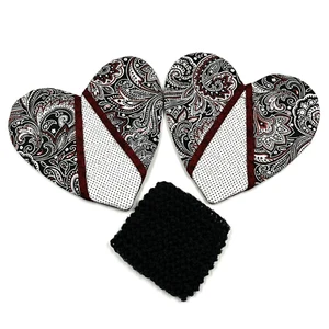 Juego de regalo de exfoliantes de platos Potholders Corazones Cachemira Negro Rojo NUEVO - Imagen 1 de 6