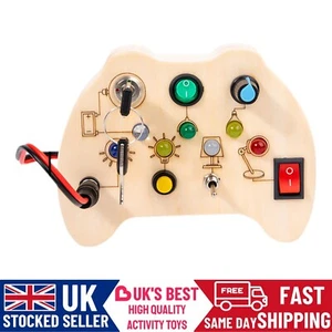 Kids Montessori Busy Board LED Light Switch Wooden Joystick LightUp Sensory Toys - Picture 1 of 7