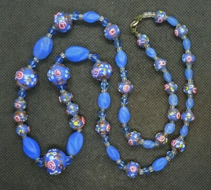Collier Perles Murano Ancien Antique Wedding Cake Venetian Glass Bead Necklace - Imagen 1 de 5
