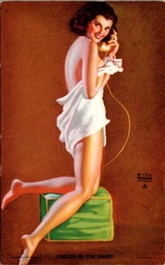 MUTOSCOPE PINUP - "CALLED IN THE DRAFT" - MORAN - HG - VINTAGE ARCADE CARD - Picture 1 of 2