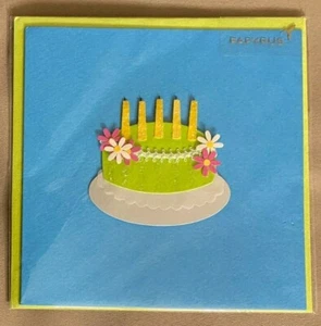 PAPYRUS Biglietto Auguri Compleanno Torta Rialzata Candele Fiori NUOVO - Foto 1 di 3