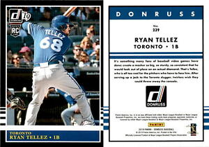 Rowdy Tellez 2019 Donruss Baseball Card 239  Toronto Blue Jays