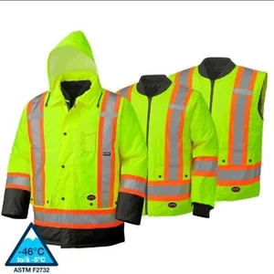Work King Men's S42611 High Visibility 5-in-1 Safety System Jacket / Parka L - Picture 1 of 11