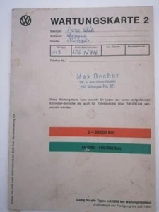 VW Wartungskarte 2 Fahrzeuge der Fertigung bis Juli 1965 0 Einträge Inspektionen - Bild 1 von 3