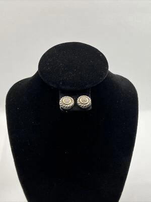 Pendientes DAVID YURMAN de plata de ley 925 y oro amarillo de 18 quilates con diamantes STUD 4,5 gr. Foto 1 de 4