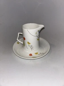 MIKASA bone china JUST FLOWERS Creamer And Plate ~ 3 3/4" - Picture 1 of 5