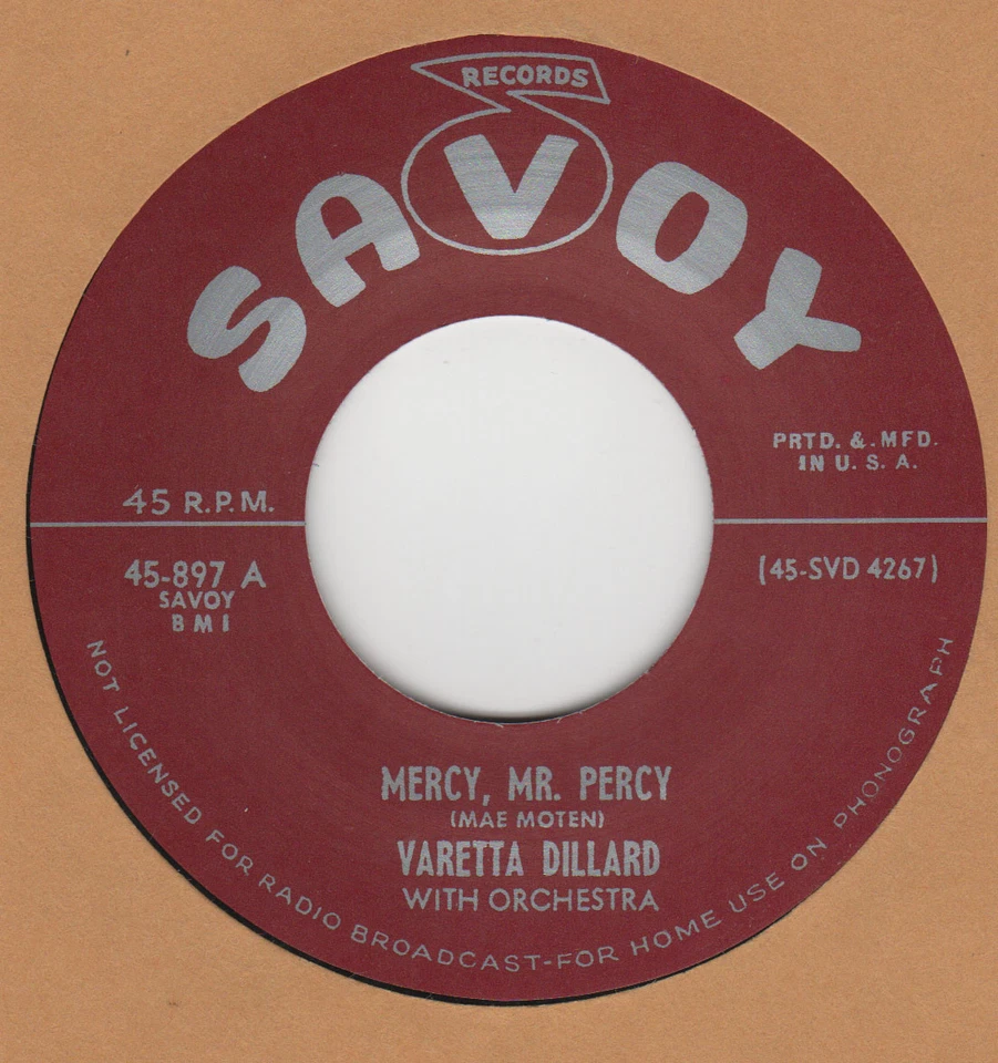 R&B RERPO: SAVOY VARETTA DILLARD – MERCY MR. PERCY/ BIG BERTHA–LITTLE DADDY - Image 1 of 1