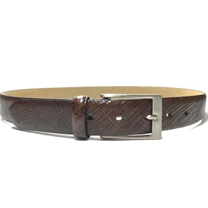 Herren Gürtel Braun 32 Italienisch Leder Animal Print Kroko Elegant Gürtel Silber Schnalle - Bild 1 von 6