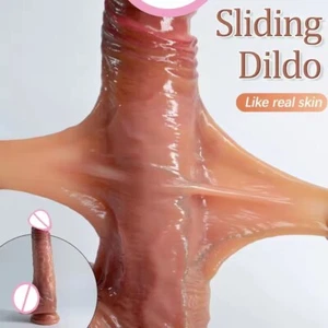 Realistic Dildos for Women Skin Sliding Foreskin Testicles Dildo Anal Vaginal SM - Picture 1 of 51