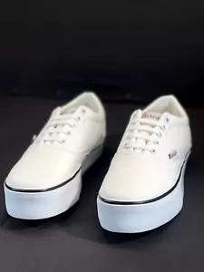 PLATFORM LIFT WHITE CASUAL CANVAS SNEAKERS SHOES LACE UP - Picture 1 of 10