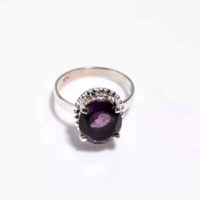 Natural Amethyst Gemstone Statement 925 Sterling Silver Gift Ring All Size R125 - Image 1 of 4