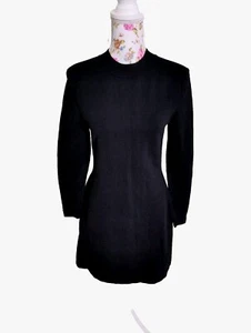 Cue Black Crepe Knit Black Longsleeve Dress. Size 10 Corporate LBD - Picture 1 of 7