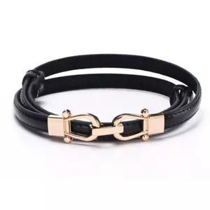 Women Skinny PU-Leather Belts for Dresses Adjustable Thin Waist Belt Fashion ... - Picture 1 of 4