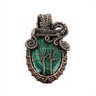 Russian Malachite Copper Gift For Mum Wire Wrapped Tree Of Life Pendant 2.87"