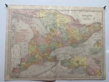 Large Format 1905 COLOR Rand McNally Map Atlas Page 302&303 Ontario