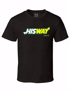 NW MEN'S PRINTED HISWAY RELIGIOUS CRISTIAN JESUS LOVE BIBLE JOHN14:6 TEE T-Shirt - Picture 1 of 12