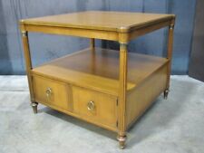 Restored Vintage Baker Furniture Cherry End Table / Cabinet; Reeded Column Legs