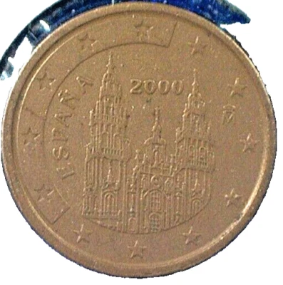 VENTA MUNDIAL DE MONEDAS - ESPAÑA 2000 2 CÉNTIMOS DE EURO--ACERO CHAPADO EN COBRE COMP.  MONEDA-KM#1041 Foto 1 de 3