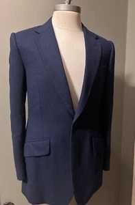 HUNTSMAN Savile Row Bespoke Navy Blue 1 Button Blazer Jacket US 38R - Picture 1 of 13