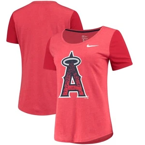 WOMEN'S MLB LOS ANGELES ANGELS NIKE RED TRI-BLEND SCOOP NECK T-SHIRT medium M - Picture 1 of 4