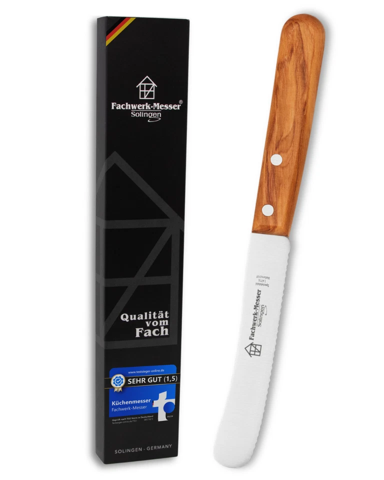 Fachwerk Frühstücksmesser Olivenholz Brötchenmesser Buckelsmesser Solingen - Bild 1 von 4