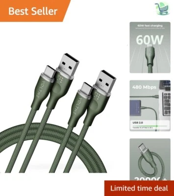 Cable cargador universal USB C paquete de 2 - carga rápida de 6 pies para múltiples dispositivos Foto 1 de 4