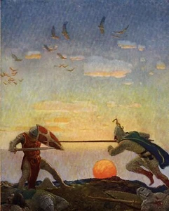 NC Wyeth Der Tod von Arthur und Mordred 1922 17"x 22" Archiv Kunstdruck - Bild 1 von 1