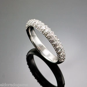 ANILLO DE BODA HEARTS ON FIRE PAVE DIAMANTE RAPTO BANDA DE ORO BLANCO 18K - Imagen 1 de 8