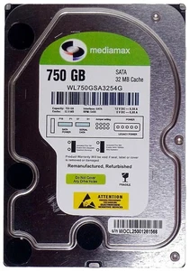 750GB HDD Mediamax Remanufact. WL750GSA3254G 32MB Cache SATA2 ID13647 - Picture 1 of 3