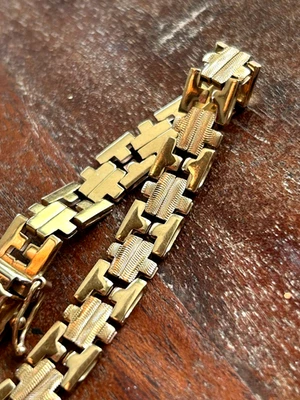PRECIOSA PULSERA ITALIANA AURAFIN RARA ORO 14K 7" VINTAGE 10,32g Foto 1 de 4
